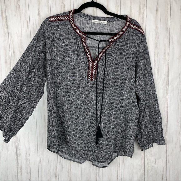 Anthropologie Daniel Rainn black and white tassel blouse - Picture 3 of 6